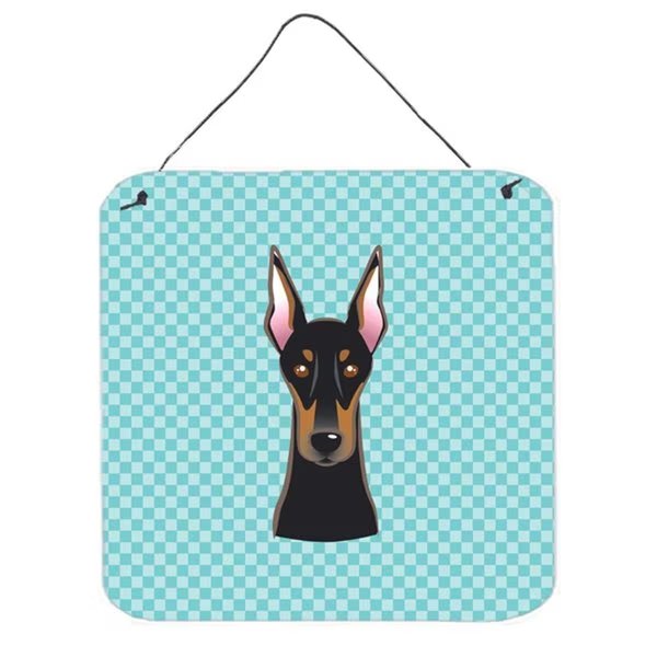 Checkerboard Blue Doberman Aluminum Metal Wall Or Door Hanging Prints6 x 6 In., Micasa, Mfr#: MI632197